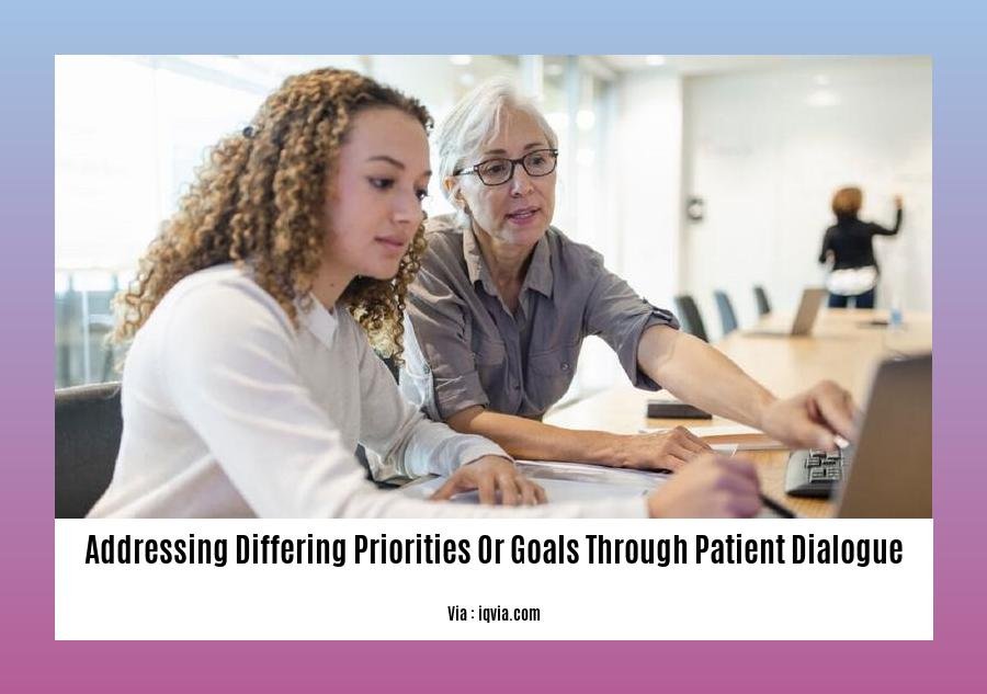 addressing differing priorities or goals through patient dialogue